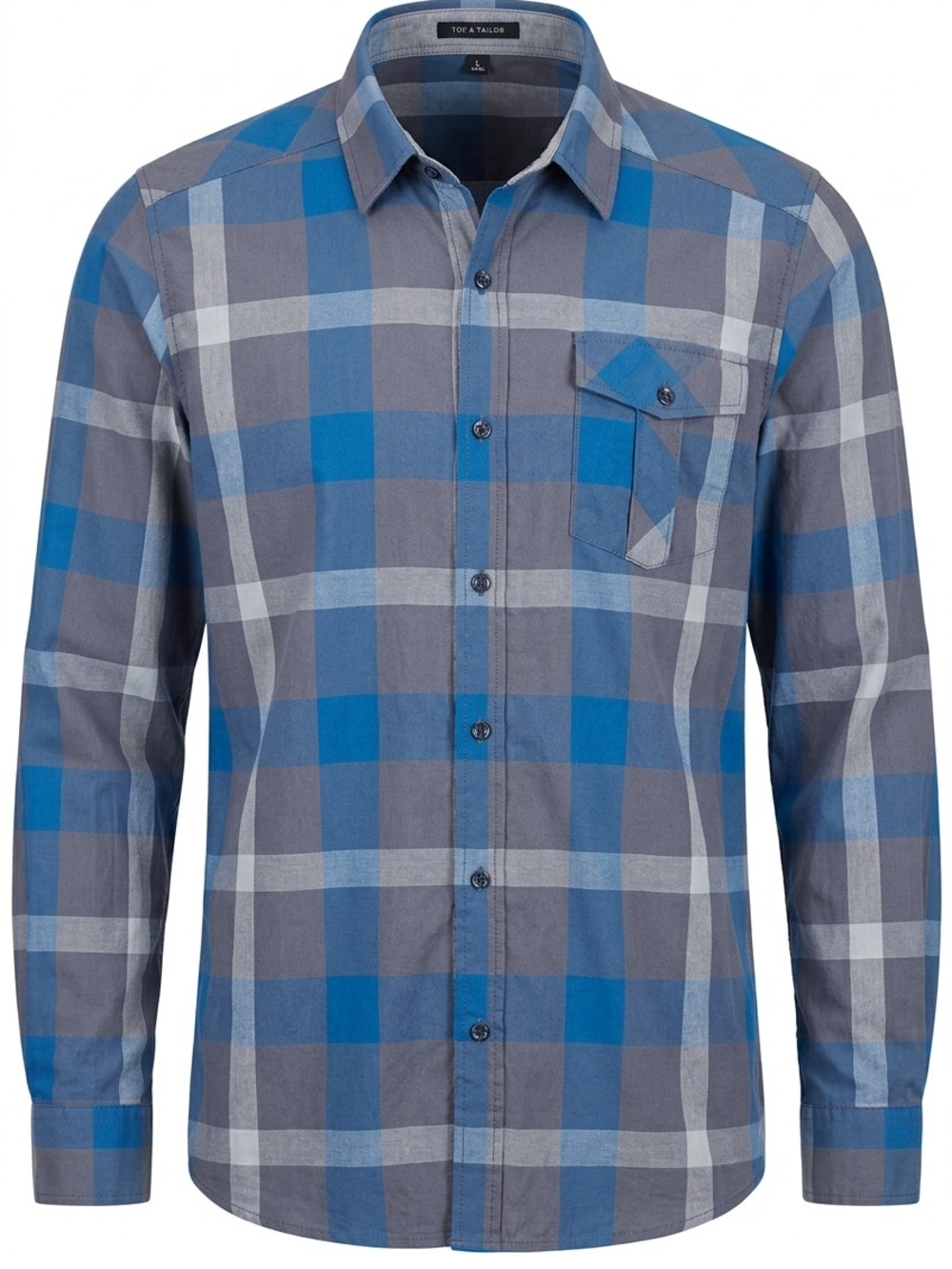Travis Matthew Mens XL Shirt Blue Gray Plaid Long Sleeve 100% Cotton Button Up